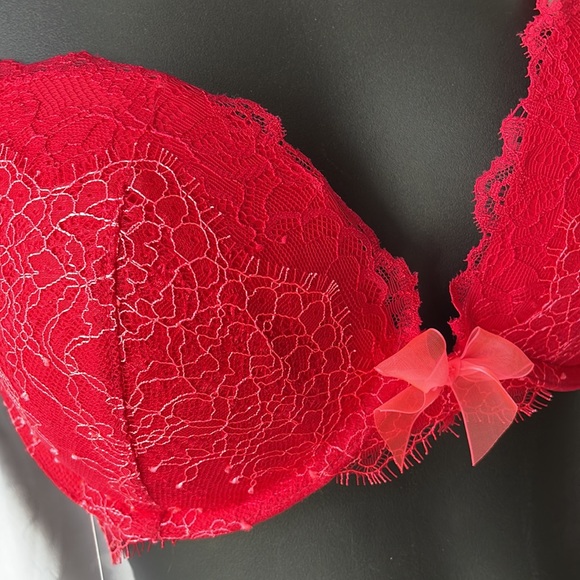 Victoria’s Secret Dream Angels push up red lace underwire padded bra Sz 32DD - Picture 4 of 6